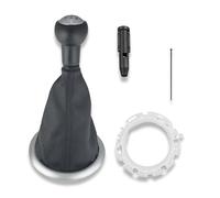 1neiSmartech Kit Pomello Leva Cambio 5 Marce, Cuffia Nera, Ghiera, Cornice Esterna Argento, Adattatore, Compatibile con Citroen C3 2003-2009, OEM 2403CV, 1606400280, 7589T8, 7589V0