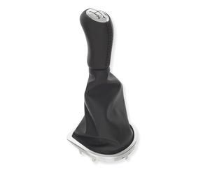 1neiSmartech Kit Sostituzione Cuffia e Pomello 5 Marce Compatibile con Renault Clio III, Kangoo II, Twingo II, Espace IV - Similpelle Nera, Design Argento, Facile Installazione