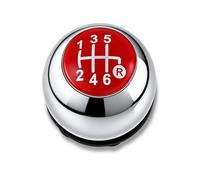 1neiSmartech Pomello Leva Cambio 6 Marce Argento Lucido, Compatibile con Fiat 500 (312) e 500C 2007-2018, Lente Rossa, Foro Interno in Metallo, Adatto a Codice OEM 55344048