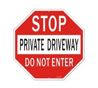 1Pack Stop Sign Private Driveway Do Not Enter Sign 12 x 12 Reflective Aluminum Easy Mounting UV Protected Octagon Shap
