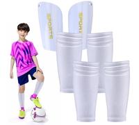 1Paia Parastinchi Calcio Bambino Bianco Parastinchi Piccoli Mini Parastinchi Intelligenti Calcio 2Paia Calzettoni con Parastinchi Incorporati & Maniche per Bambini e Uomo Ergonomico Protezione Totale