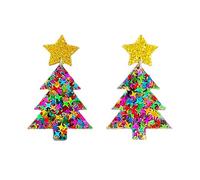 1pair Albero di Natale Paillettes Bullone Orecchini Donna Glitter Delicato Arcobaleno Multicolore Trend Elegante Gioielli Albero di Natale Paillettes, Taglia unica, come descritto