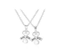 1Pair Lil Sis Big Sis Sister Best Friends BFF Collana con Pendente di Perle Colore Argento Creativo e utile Durable Design