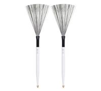 1Pair Manico In Legno Doppia Testa Spazzola Tamburo Metallo Spazzola In Acciaio Al Carbonio Filo Percussioni Drum Stick Speciale Roller Stick