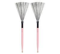 1Pair Manico In Legno Doppia Testa Spazzola Tamburo Metallo Spazzola In Acciaio Al Carbonio Filo Percussioni Drum Stick Speciale Roller Stick