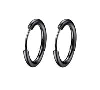 1Pair Punk In Acciaio Inox Rotondo Cerchio Orecchini A Cerchio Per Gli Uomini Delle Donne Non Fade Anelli Dell'orecchio Hip Hop Gioielli, Black, Agata