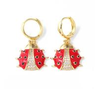 1pair smalto rosso ciliegia fragola orecchini per le donne dorato orecchini con fiore rosa regali, Pietra