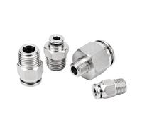 1PC 1/4" BSPT Male Thread 304 Stainless Steel Pneumatic Push to Tube Fitting 10mm