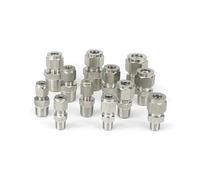 1PC 1/8" BSPT Male Fit 8mm OD Tube 304 Stainless Steel Double Ferrule Compression Union Fitting