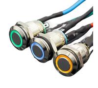 1PC 12MM con LED 3V 5V 12V 24V 220V Pulsante in metallo Interruttore momentaneo Pulsante automatico impermeabile illuminato(Green,3V)