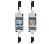 1pc 2P 1000V 10A Solar photovoltaic PV Combiner Box with circuit breaker HT 2ways 1 input 1 out DC with matching wires CZMDKEXM
