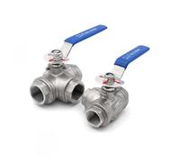 1pc 3/4" SS304 Stainless BSP Female Ball Valve T Type 3 Way Ball Valve