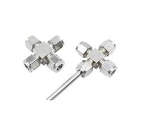 1PC 304 Stainless Steel Double Ferrules 4 Way Cross Fitting 1/2" Tube Coupler Air Compression Fitting YZWRWRMKTB