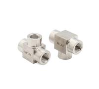1PC 304 Stainless Steel Female Thread Tee Fitting 1/8" 1/4" 3/8" 1/2" 3/4" 1" High Pressure T type Three-way joint Pipe Fittings(3/8")