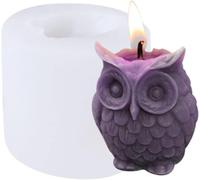 1PC 3D Owl Handmade Resin Molds for Plaster Soy Aroma Wax Soap Mould Candle Mold Silicone Mold for Candle Making DIY-white or pink