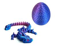 1pc 3D Printed Flexible Joint Dragon Figurine Articulated Mythical Creature Model Desk Decor for Home Office Car Collectible Toy Gift(Purple egg)