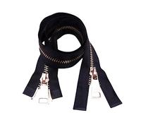 1pc 5# 60/70/80/90/100/120cm Chiusura automatica Cerniera bidirezionale in metallo dorato Cerniera a doppio cursore per piumino, felpa con cappuccio, accessori cardigan, Nero