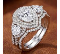 1pc Anello a forma di pera ad alta brillantezza Set di tre pezzi di gioielli dal design splendido per la decorazione di appuntamenti quotidiani per la festa di ballo