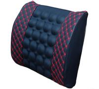 1Pc Auto Massaggio Elettrico Lombare Supporto Cuscino con Memory Foam PU Pelle per Lungo Drive Ufficio Uso Vino Rosso Colore 37x33cm (Linea Rossa)
