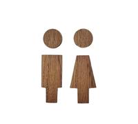 1pc autoadesivo in legno massello for uomo e donna WC segno antico WC porta segno piatto centro bagno decorazioni for il bagno WC Targhetta per Porta(Color1)