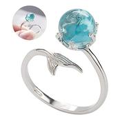 1PC barretta registrabile dell'anello della sirena di Open Anelli argento 925 Wrap Around corda torta Banda Anelli (blu)