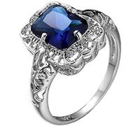 1PC Blue Simulated Sapphire Ring Sparkling Engagement Ring SquarBridal Wedding Ring Jewelry Gift For Women, , Beauty, Art Nice processing