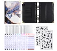 1pc Budget Card 12 Sheets+zipper Bag 8 +2 English Stickers A6 Leather Retro Marble Pattern Copper Corner Accountin Per scrivere e prendere appunti(COLOR6)