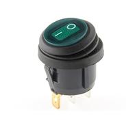1pc Button with 220V green Light Rocker Switch Opening 25MM Boat-shaped Round 3Pin Silver Point Switches Controls Switches