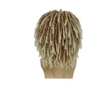 1pc capelli sintetici a spirale colpi di scena parrucche da uomo parrucca grigia riccia a strati intrecciate ciocche locs realistica tessitura cap quotidiano(Ombre Brown)