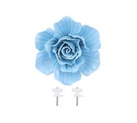 1pc Ceramic Flower Wall Hanging 3d Rose Ornament Wall Background Mural Hanging Decoration - Size S (blue)
