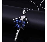 1pc Collana Lunga Maglione Nappa placcata Argento Cristallo Blu Ragazza Danza Ciondolo Collana