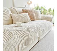 1PC Copridivano a strisce ondulate Tinta unita Addensare Peluche Copridivano per divano Copridivano antiscivolo Copridivano Tappetino per soggiorno