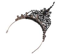 1pc corona henband IC Women Princess Decorative Accessori Testaggio nero Tiara Delicate Bride Bride Rhinestone Band Baroche Vintage Lace Prop Crystal per ballo di fine anno