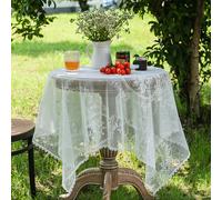 1PC Cottagecore Pizzo Tovaglia Ricamato Rettangolare Tovaglia Cover Bianco