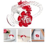 1pc Creative Crystal Flower Adornment Decorative Flower Basket Prop Decor (Red)