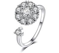 1pc Creative Spiral Bees and Flower Rings Silver Open Finger Rings Adjustable Anti-Anxiety Ring Suitable for Anniversary Wedding Lover Couples Women and Men Nice processing