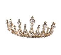 1pc Crown Wedding Wedding Hightpiece per la sposa Bridal Fashion Tiara Capelli Crown Princess Miss Princess, Rhinestone Golden (Golden 15x15x10cm)
