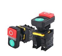 1PC Doppio pulsante interruttore con luce on Off Start Stop Pulsanti momentanei 22mm impermeabile(2NO With Light,220V)