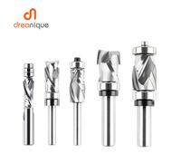1PC Dreanique Router Bit Two Flute Flush Trim fresa per legno fresa su e giù con cuscinetto 1/4 1/2 Shank Spiral End Mill