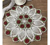 1PC Fatto a Mano Uncinetto Pizzo Tovaglia Vintage Cavo Tessere Centrino Rotondo