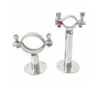 1pc Fit Tube O/D 51mm Pole Length 100mm 304 Stainless Steel Pipe Clamp Clip Support Bracket with Base Plate