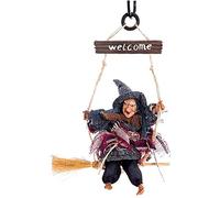 1PC Halloween Decorazioni da appendere Strega animata Decorare oggetti di scena su manico di scopa Decorazione di Halloween Ciondolo per bambole Casa stregata (Bianco) Ornamenti pendenti Practical and