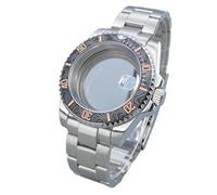 1PC HN35 40mm GMT/SUB Cassa for orologio in argento Vetro zaffiro Lunetta a 120 clic for movimenti NH34/NH36 Accessori Quadrante con data da 28,5mm(#27/33/613,Glass back cover)