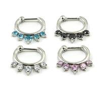 1pc In Acciaio Inox CZ Gem Stepum Naso Clicker Anelli Del Cerchio Ombelico Labbro Tettarelle da biberon Trago Cartilagine Anello Dei Monili per il corpo e Piercing Fermi È bello e facile da usare.