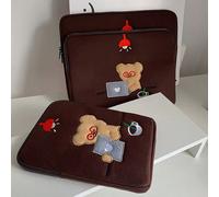 1pc In Cute Brown Learning Bear Borsa Per Computer Borsa Per Tablet Ipad Custodia Protettiva Per Laptop Antiurto E Resistente All'usura 11 pollici,13 a 14 pollici,Da 15 a 15,6 polliciPoliestere