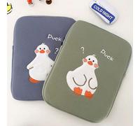 1PC Ins Notebook Inner Bag Custodia di protezione per tablet IPad a cartone animato con un grazioso cigno ricamato Sacchetto per computer Anticaduta, Antishock, Resistenti all"usura Verde 11 pollici,V