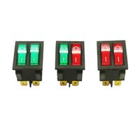1PC KCD8-6PIN Doppio interruttore a bilanciere Interruttore 2ON-2OFF con luce verde rossa 220V 25mm x 30,5mm Con cappuccio impermeabile(2Green And Cap)