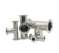 1pc KF-10/16/25/40/50 Vacuum Tri Clamp Tee 3 Ways SUS304 Stainless Pipe Fitting Beer Brewing(KF-25)