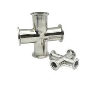 1pc KF10 KF16 KF25 KF40 KF50 Vacuum Flange Fitting Four-way 304 Stainless Steel Pipe Connector Beer Brewing Diary Product(KF50)