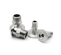 1PC KF16/KF25/KF40/KF50 304 PT Filettatura Maschio Vuoto Flangia Giunto Adattatore Esagonale 1/8" 1/4" 1/2" 3/4" 3/8" 1" 1.5" KF40,3/2 0,3 cm)